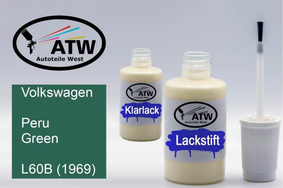 Volkswagen, Peru Green, L60B (1969): 20ml Lackstift + 20ml Klarlack - Set, von ATW Autoteile West.